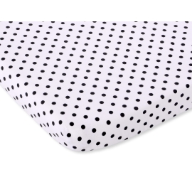 Cotton Baby Cot Sheet 140x70cm white with black dots