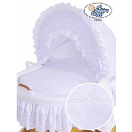 Cover set 4 pcs for Moses Basket Wicker crib Charlotte White Embroidered Bedding Set no. 50102-906 or 70102White Bedding Set