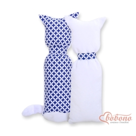 Cuddly cat double-sided- navy blue flowers