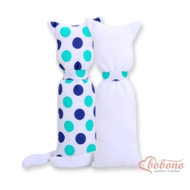 Cuddly cat double-sided- Navy blue-mint dots