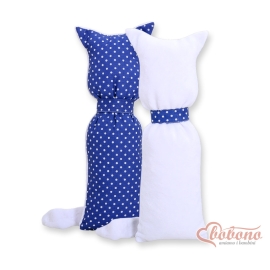 Cuddly cat double-sided- Navy blue with white dots