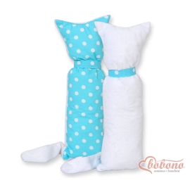 Cuddly cat double-sided-Simple white dots on turquoise