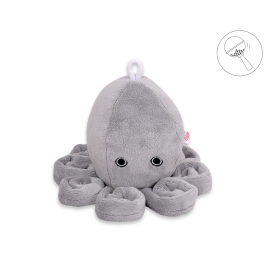 Cuddly octopus with rattle - gray