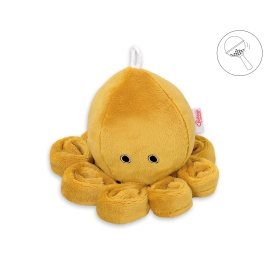 Cuddly octopus with rattle - honey yellow