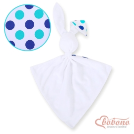 Cuddly rabbit double-sided- Navy blue-mint dots