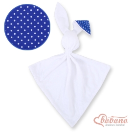 Cuddly rabbit double-sided- navy blue with white polka dots