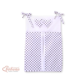 Diaper bag- Hanging hearts black dots on white