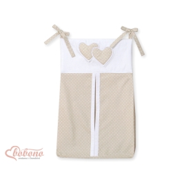 Diaper bag- Hanging Hearts white dots on beige