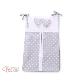 Diaper bag- Hanging Hearts white dots on Gray
