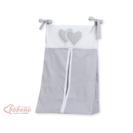 Diaper bag- Hanging Hearts white polka dots on Gray