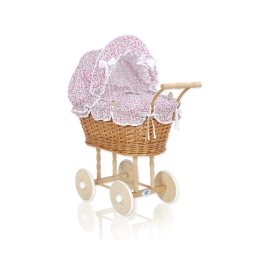 Doll Pram made of Natural Wicker and Wood -533