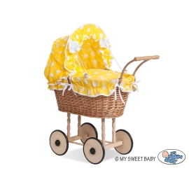 Doll pram Natural Wicker and Wood -737