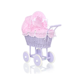 Doll pram no. 91699 Bedding Set White Dots on Pink