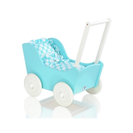 Doll pram Turquoise with White Turquoise with Big White Dots Bedding Set