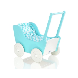 Doll pram White- Turquoise Turquoise with Big White Dots Bedding Set