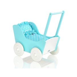 Doll pram White- Turquoise Turquoise with White Dots Bedding Set