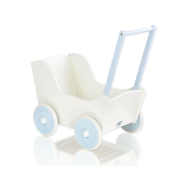 Doll pram White with Blue