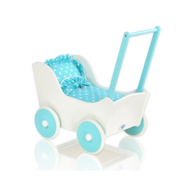 Doll pram White with Turquoise Turquoise with White Dots Bedding Set