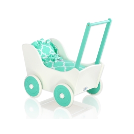 Doll pram Wood White with Mint -724