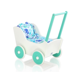 Doll pram Wood White with Mint -734