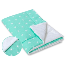 Double-sided baby blanket minky- Mint stars