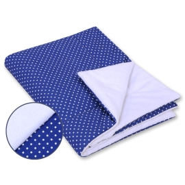 Double-sided baby blanket minky- Navy blue with white polka dots
