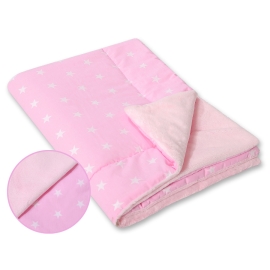 Double-sided baby blanket minky- Pink stars