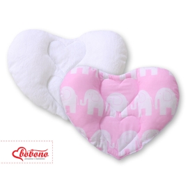 Double-sided Baby head support pillow- Elephants pink
