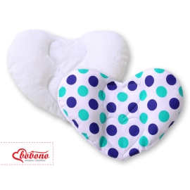 Double-sided Baby head support pillow- Navy blue-mint dots