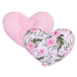 Double-sided Baby head support pillow - peony flower pink