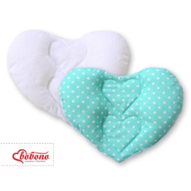 Double-sided Baby head support pillow- White dots on mint