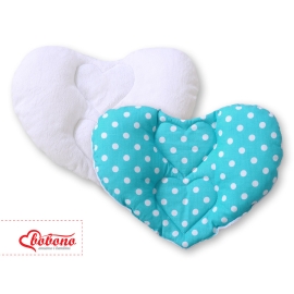 Double-sided Baby head support pillow- White dots on turquoise