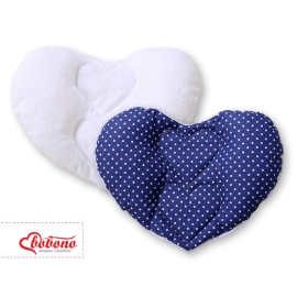 Double-sided Baby head support pillow- White polka dots on dark blue