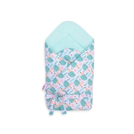 Double-sided baby nest with bow - hedgehogs mint