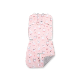 Double-sided Baby Pram Liner Pad Cushion  - ballerinas pink/gray