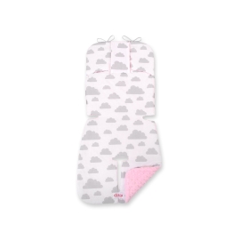 Double-sided Baby Pram Liner Pad Cushion  - clouds gray/pink