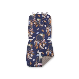 Double-sided Baby Pram Liner Pad Cushion  - dream catchers dark blue/gray brown