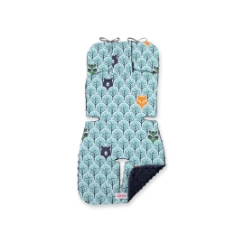 Double-sided Baby Pram Liner Pad Cushion  - mint forest/dark blue