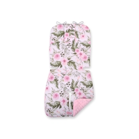 Double-sided Baby Pram Liner Pad Cushion  - peony flower pink/pink