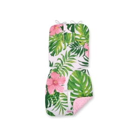 Double-sided Baby Pram Liner Pad Cushion  - tropical flowers/pink