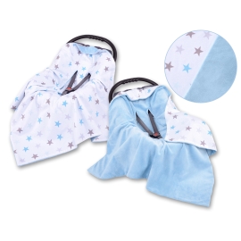 Double-sided Baby Wrap car seat blanket - gray-blau stars