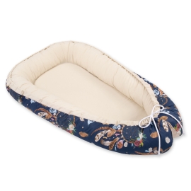 Double-sided Babynest- dream catchers dark blue/beige