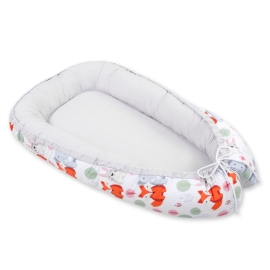 Double-sided Babynest- funny elephants/gray