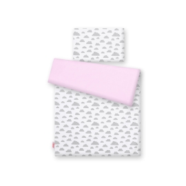 Double-sided bedding set 2-pcs- clouds gray/pink