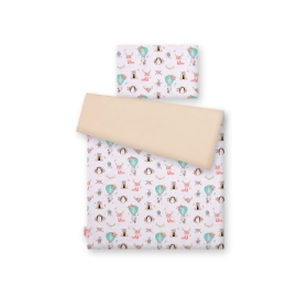 Double-sided bedding set 2-pcs- foxes beige/beige