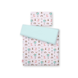 Double-sided bedding set 2-pcs- foxes beige/mint