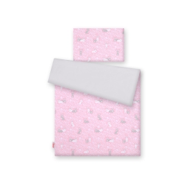 Double-sided bedding set 2-pcs- pink rabbits/Gray