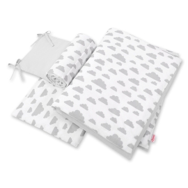 Double-sided bedding set 3-pcs - clouds gray/gray