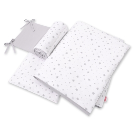 Double-sided bedding set 3-pcs - mini gray stars/gray