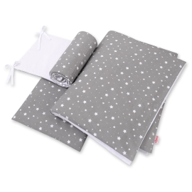 Double-sided bedding set 3-pcs - mini stars white/white